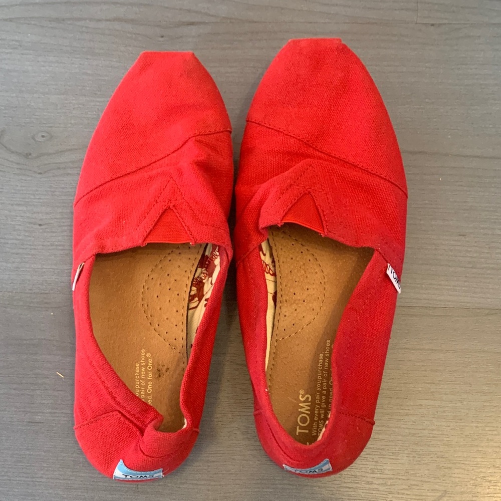 Toms Red Canvas Slip-On Shoes